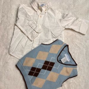 Matching set button down shirt & vest JANIE AND JACK